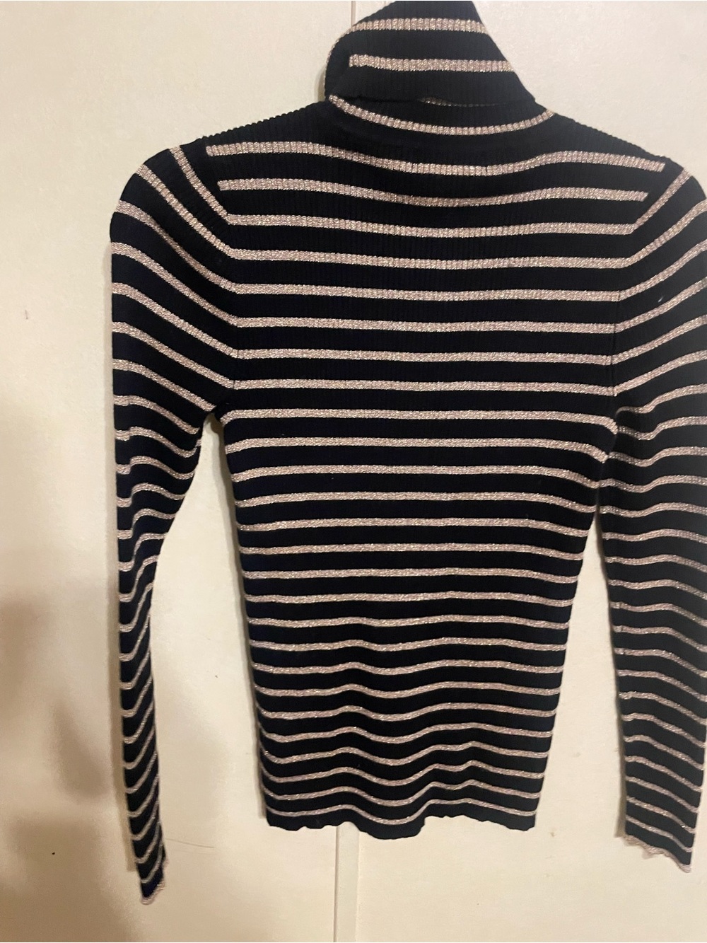 Women's Black and gold Striped Turtleneck Sweater